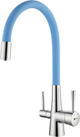 Смеситель для кухни Lemark Comfort LM3075C-SkyBlue с гибким изливом, хром, голубой фото в интернет-магазине «Wasser-Haus.ru»