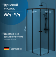 Душевой уголок AM.PM X-Joy W94G-403-9090-BТ 90х90 см, профиль черный матовый фото в интернет-магазине «Wasser-Haus.ru»