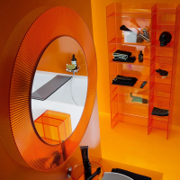 Зеркало круглое Laufen Kartell by Laufen 80 оранжевое, с подсветкой