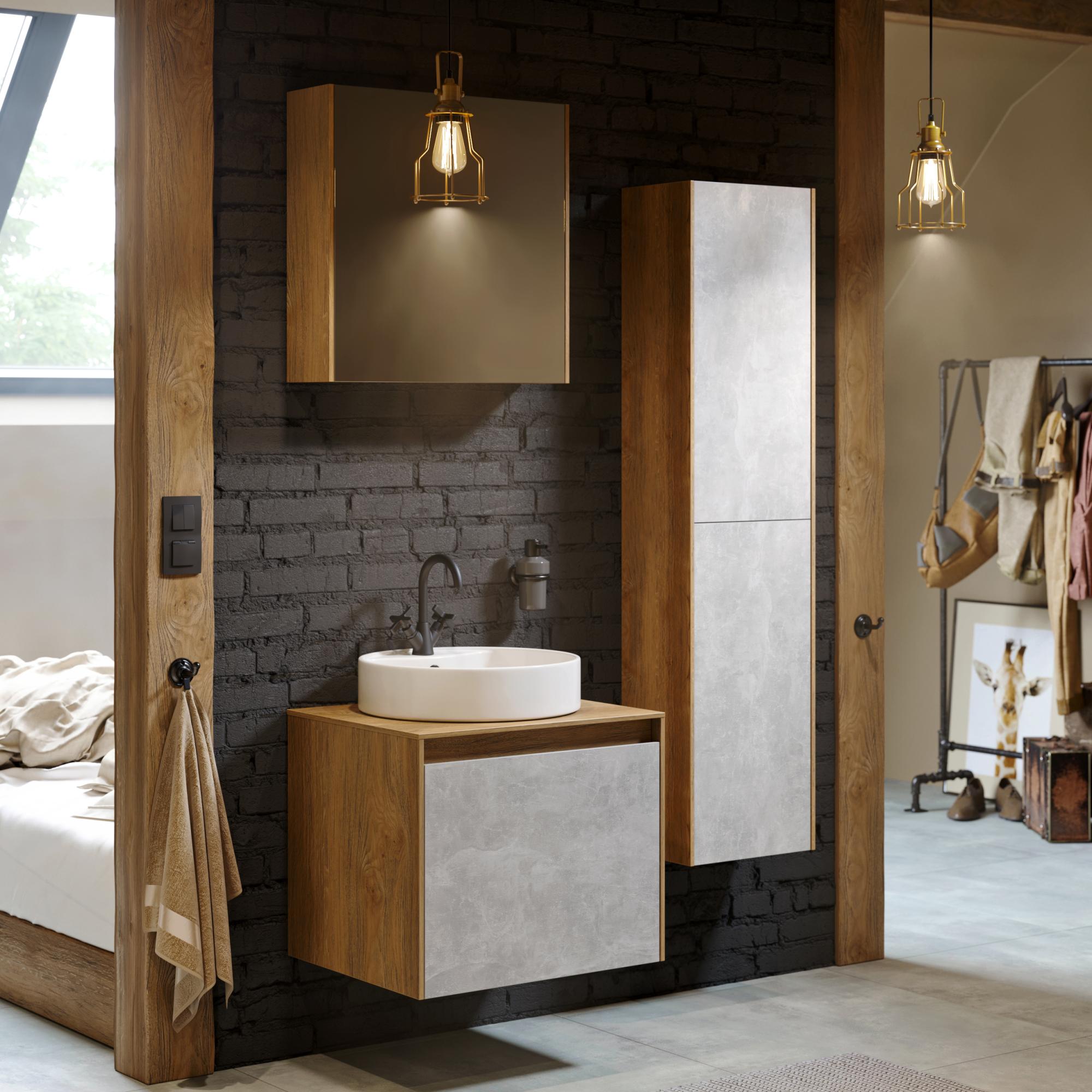 Мебель для ванной Aqwella 5 stars Mobi 60 дуб балтийский, бетон светлый фото в интернет-магазине «Wasser-Haus.ru»