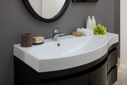 Мебель для ванной Aquanet Опера 115 черная L фото в интернет-магазине «Wasser-Haus.ru»