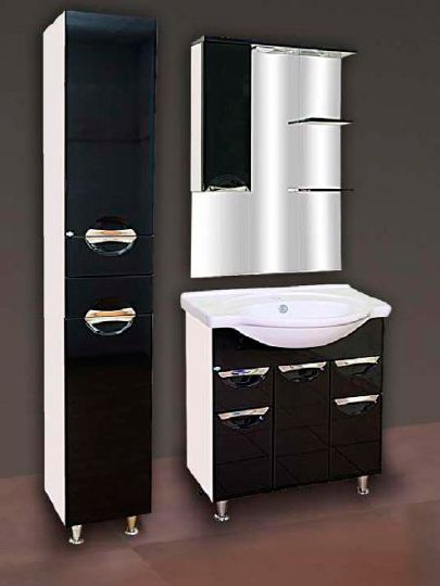 Мебель для ванной Misty Жасмин 75 черная эмаль фото в интернет-магазине «Wasser-Haus.ru»