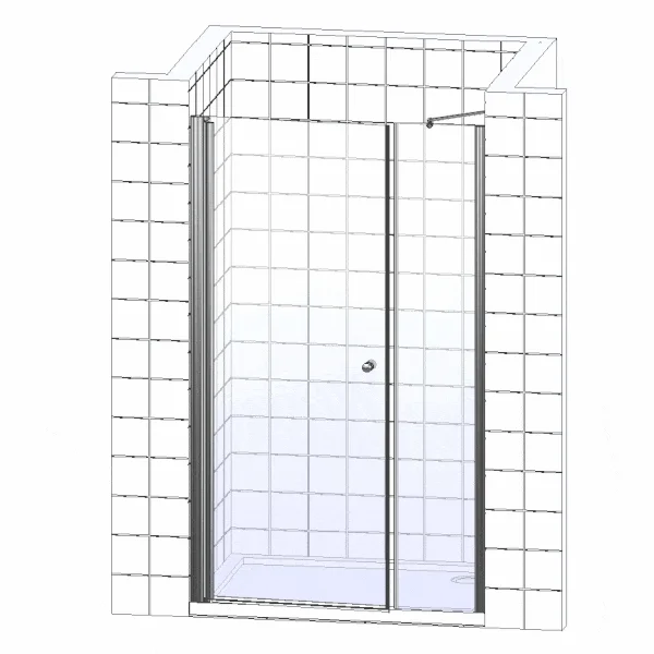 Душевая дверь в нишу Vegas Glass EP-F-2 Novo 110 02М 01 L профиль черный матовый, стекло прозрачное фото в интернет-магазине «Wasser-Haus.ru»