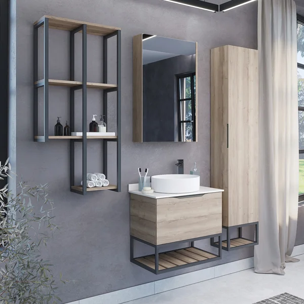 Зеркало-шкаф Comforty Порто 50 дуб дымчатый фото в интернет-магазине «Wasser-Haus.ru»