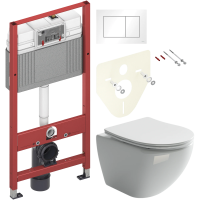 Комплект Унитаз подвесной Ceramicanova Metropol CN4002 безободковый + Инсталляция TECE Base 9400413 4 в 1 с кнопкой смыва фото в интернет-магазине «Wasser-Haus.ru»
