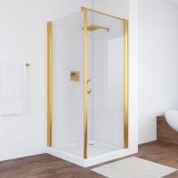 Душевой уголок Vegas Glass EP-Fis 80*90 09 01 R профиль золото, стекло прозрачное фото в интернет-магазине «Wasser-Haus.ru»