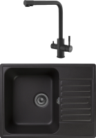 Комплект Мойка кухонная GranFest Quarz Z13 черный + Смеситель ESKO K24 B черный фото в интернет-магазине «Wasser-Haus.ru»