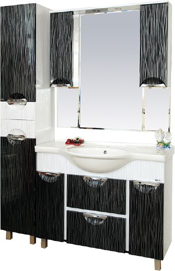 Мебель для ванной Misty Лорд 105 бело-черная фото в интернет-магазине «Wasser-Haus.ru»