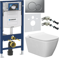 Комплект Унитаз подвесной Ideal Standard I Life B T461401 безободковая, euro white + Крышка T500301 с микролифтом + Инсталляция Geberit Duofix UP 320 111.300.00.5 + Кнопка Sigma 01 115.770.JQ.5 лакированная, матовый хром + Крепления 111.815.00.1 к стене + фото в интернет-магазине «Wasser-Haus.ru»