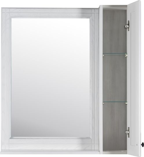 Зеркало-шкаф ASB-Woodline Берта 85 белое, патина серебро фото в интернет-магазине «Wasser-Haus.ru»