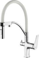 Смеситель для кухни Lemark Comfort LM3074C-White с гибким изливом, хром, белый
