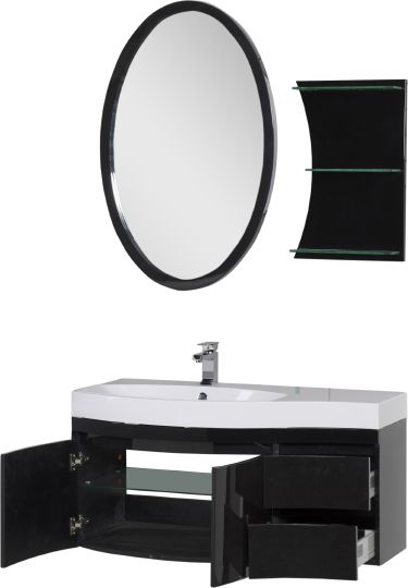 Мебель для ванной Aquanet Опера 115 черная L фото в интернет-магазине «Wasser-Haus.ru»