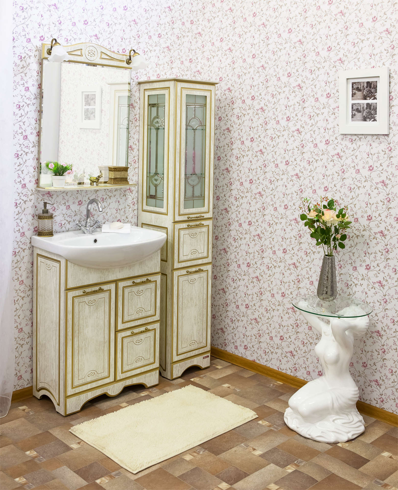 Мебель для ванной Sanflor Адель 65 белая, патина золото фото в интернет-магазине «Wasser-Haus.ru»