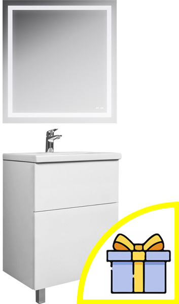 Мебель для ванной Am.Pm Gem 60 белый глянец, с 2 ящиками фото в интернет-магазине «Wasser-Haus.ru»