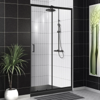 Душевая дверь в нишу BelBagno Uno -195 BF 1 130 C Nero профиль черный, стекло прозрачное