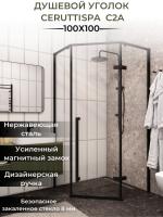 Душевой уголок Cerutti Spa C2A 100x100, профиль черный фото в интернет-магазине «Wasser-Haus.ru»