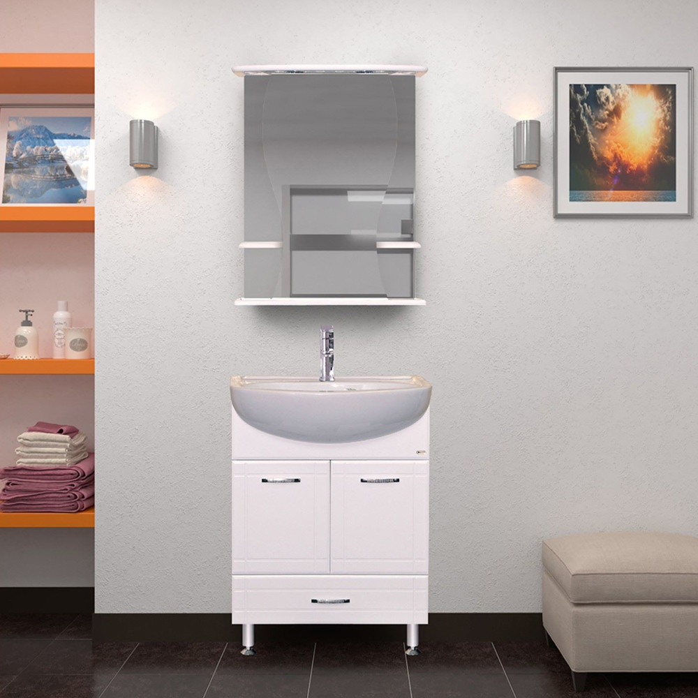 Мебель для ванной Misty Уют 60 с нижним ящиком белая фото в интернет-магазине «Wasser-Haus.ru»