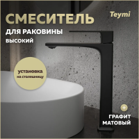 Смеситель для раковины Teymi Lori высокий, графит матовый T10261 фото в интернет-магазине «Wasser-Haus.ru»