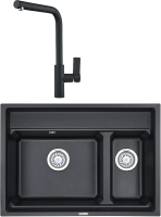 Комплект Мойка кухонная Granula Kitchen Space KS-7302 шварц + Смеситель GR-2502 шварц фото в интернет-магазине «Wasser-Haus.ru»