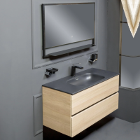 Мебель для ванной Armadi Art Vallessi 100 дуб светлый, с черной раковиной фото в интернет-магазине «Wasser-Haus.ru»