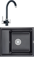 Комплект Мойка кухонная Granula Kitchen Space KS-6004 шварц + Смеситель GR-2168 шварц фото в интернет-магазине «Wasser-Haus.ru»