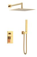 Душевой комплект Boheme Qubic 474-3-G, С ВНУТРЕННЕЙ ЧАСТЬЮ, gold фото в интернет-магазине «Wasser-Haus.ru»