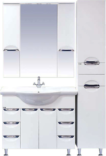 Шкаф-пенал Misty Жасмин 35 R белая эмаль, с корзиной фото в интернет-магазине «Wasser-Haus.ru»