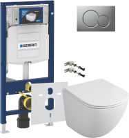 Комплект Унитаз подвесной Owl 1975 Vind TOWLT190302 безободковый + Крепления Geberit Duofix 111.815.00.1 к стене + Шумоизоляция 156.050.00.1 + Инсталляция UP 320 111.300.00.5 + Кнопка Sigma 01 115.770.JQ.5 лакированная, матовый хром фото в интернет-магазине «Wasser-Haus.ru»