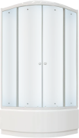 Душевая кабина Parly Bianco Эконом EB1021 100х100, с высоким поддоном, профиль белый, стекло матовое фото в интернет-магазине «Wasser-Haus.ru»