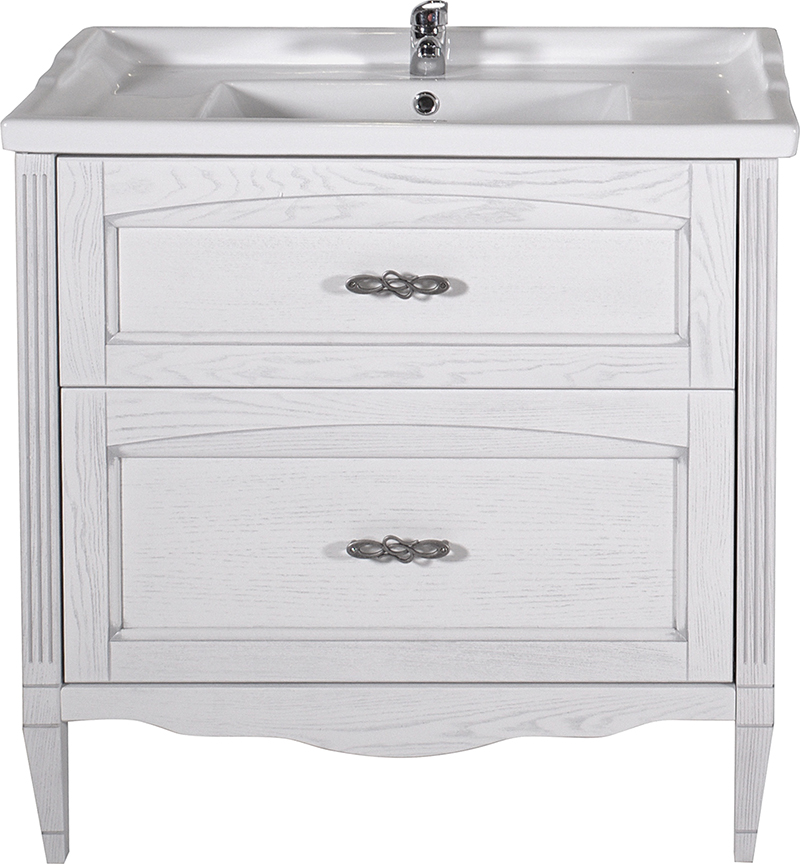 Мебель для ванной ASB-Woodline Римини Nuovo 80 белая, патина серебро фото в интернет-магазине «Wasser-Haus.ru»