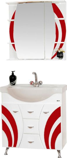 Мебель для ванной Misty Каролина 70 красное стекло фото в интернет-магазине «Wasser-Haus.ru»