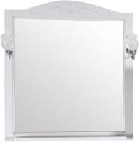 Зеркало ASB-Woodline Салерно 80 со светильниками, белое, патина серебро фото в интернет-магазине «Wasser-Haus.ru»