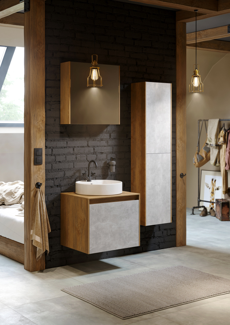 Мебель для ванной Aqwella 5 stars Mobi 60 дуб балтийский, бетон светлый фото в интернет-магазине «Wasser-Haus.ru»