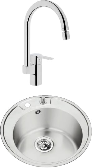 Комплект Мойка кухонная Oulin OL-R510 + Смеситель VitrA Fold S Sink Mixer A42155EXP для кухонной мойки фото в интернет-магазине «Wasser-Haus.ru»