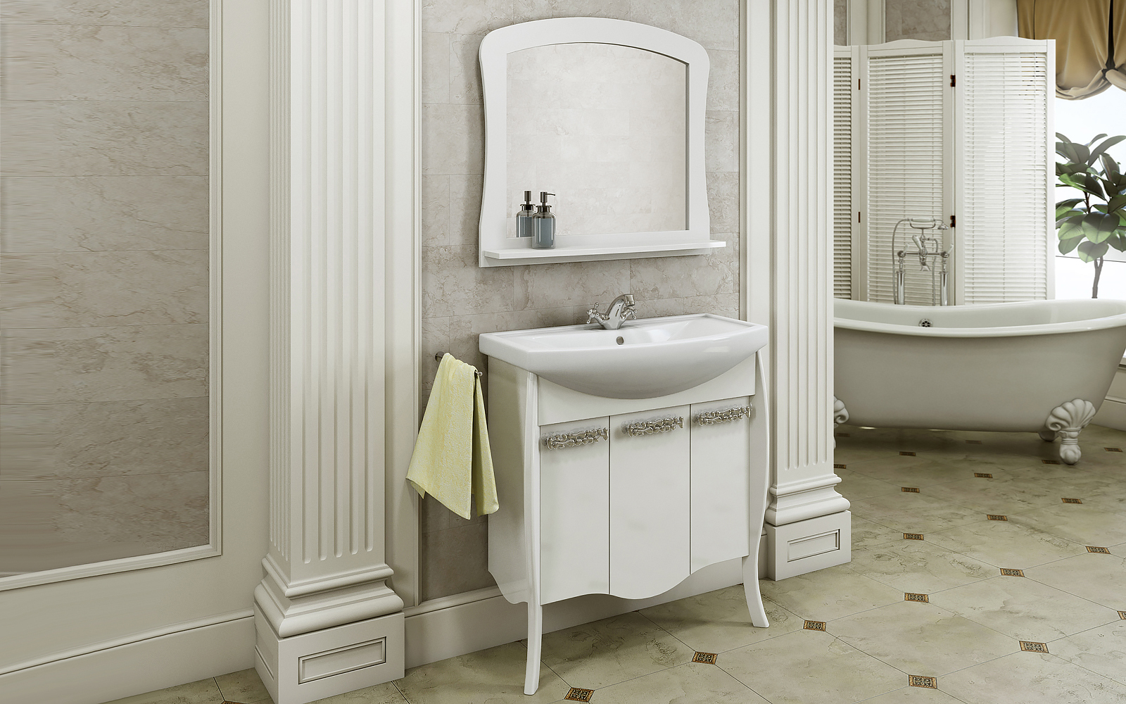 Мебель для ванной Comforty Венеция 80 белый глянец фото в интернет-магазине «Wasser-Haus.ru»