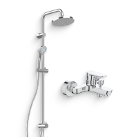Душевой комплект Смеситель Ideal Standard Cerafine O BC500AA + Стойка IdealRain Eco A6281AA фото в интернет-магазине «Wasser-Haus.ru»