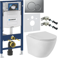 Комплект Унитаз подвесной BelBagno Sfera-r + Крышка BB870SC с микролифтом + Инсталляция Geberit Duofix UP 320 111.300.00.5 + Кнопка Sigma 01 115.770.JQ.5 лакированная, матовый хром + Крепления 111.815.00.1 к стене + Шумоизоляция фото в интернет-магазине «Wasser-Haus.ru»