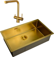 Комплект Мойка кухонная Zorg Light ZL R 740440 BRONZE + Смеситель Inox SZR-7039 BRONZE бронза