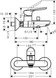 Душевой комплект Смеситель Hansgrohe Logis E 71403000 + Гарнитур Raindance Select S 120 3iet 26630000 фото в интернет-магазине «Wasser-Haus.ru»