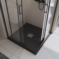Поддон для душа BelBagno Uno A 90х90, черный матовый, с сифоном