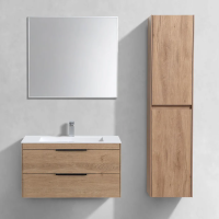 Мебель для ванной Vincea Chiara 2D 80, 2 ящика, натуральный дуб, с белой раковиной