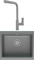 Комплект Мойка кухонная Point Сидли 55 серая + Смеситель PN3102 серый