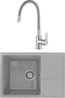 Комплект Мойка кухонная Practik PR 600-003 светло-серая + Смеситель Rush Siple SI7335-60Grey серый, с гибким изливом фото в интернет-магазине «Wasser-Haus.ru»