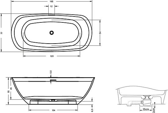 Ванна из искусственного камня Riho Bilo BS6500500000000 165x80 фото в интернет-магазине «Wasser-Haus.ru»