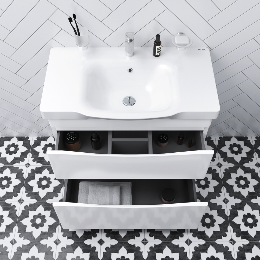 Мебель для ванной Am.Pm Like 80 напольная, белый глянец фото в интернет-магазине «Wasser-Haus.ru»