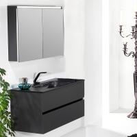 Мебель для ванной Armadi Art Vallessi 100 антрацит матовая, с черной раковиной фото в интернет-магазине «Wasser-Haus.ru»
