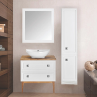 Мебель для ванной ASB-Woodline Каталина 80 белая фото в интернет-магазине «Wasser-Haus.ru»