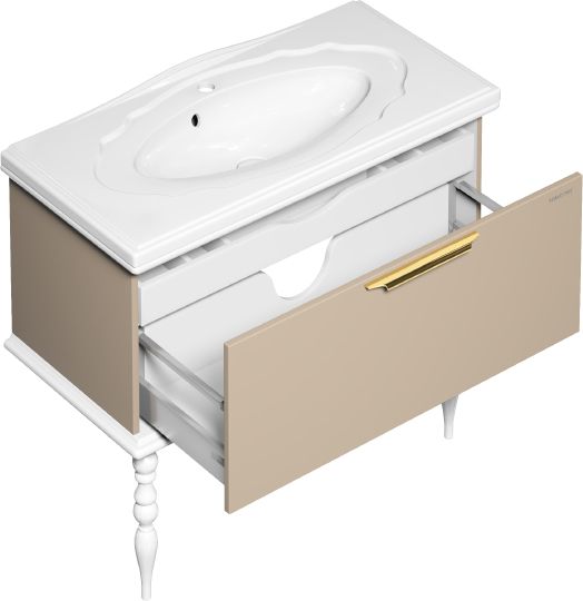 Мебель для ванной Edelform Decora 100 жемчужно-бежевый глянец фото в интернет-магазине «Wasser-Haus.ru»