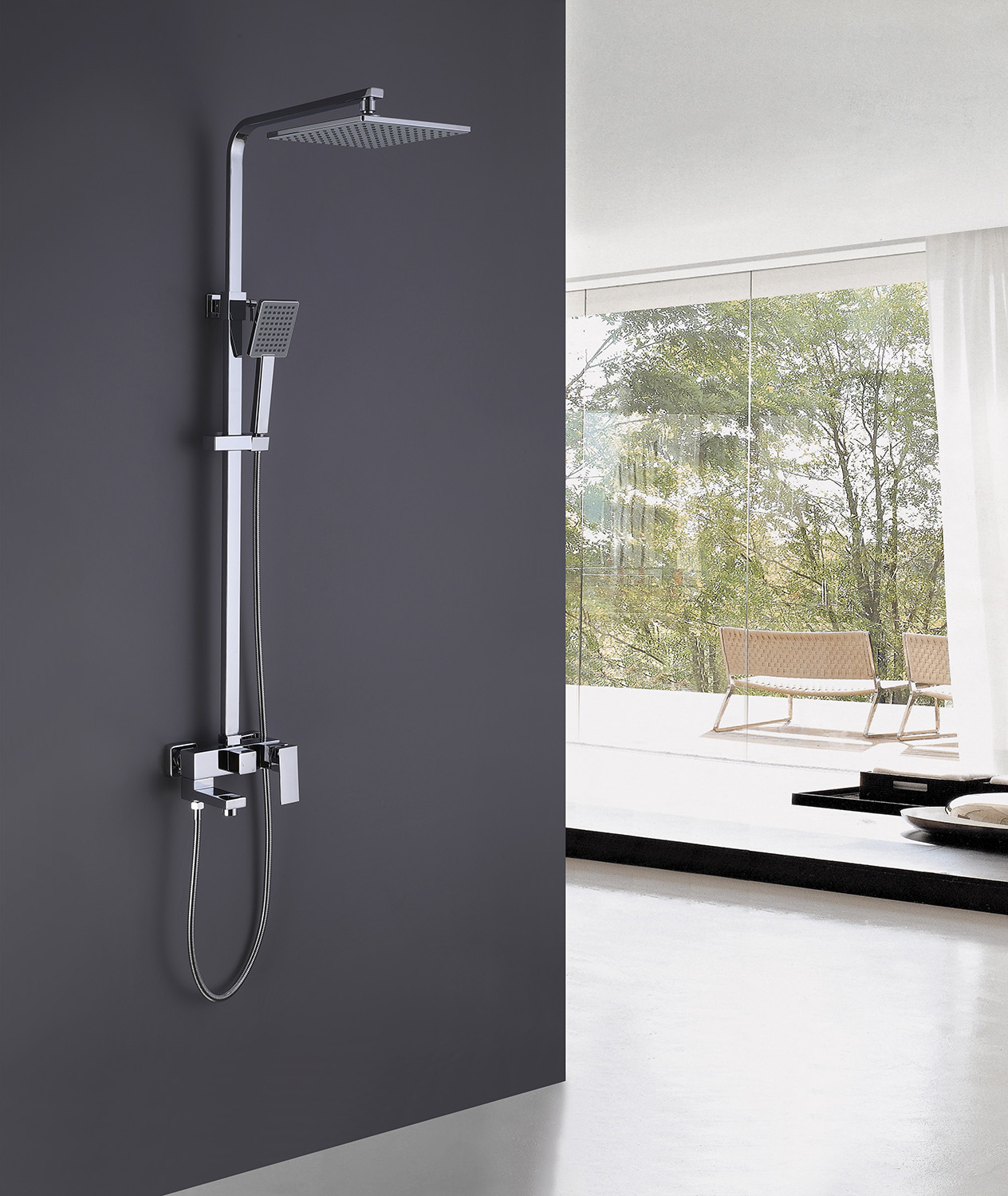 Душевая стойка ABBER Daheim AF8216 с изливом, хром фото в интернет-магазине «Wasser-Haus.ru»