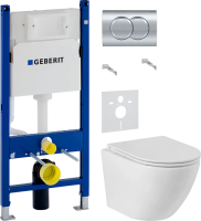 Комплект Унитаз подвесной BelBagno Sfera-r + Крышка Piano BB2111SC с микролифтом + Инсталляция Geberit Duofix Delta 458.149.21.1 с кнопкой смыва, хром + Шумоизоляция фото в интернет-магазине «Wasser-Haus.ru»